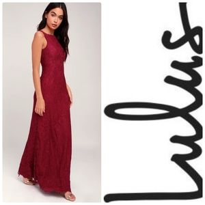 Brilliant Babe Wine Red Lace Maxi Dress Sz S